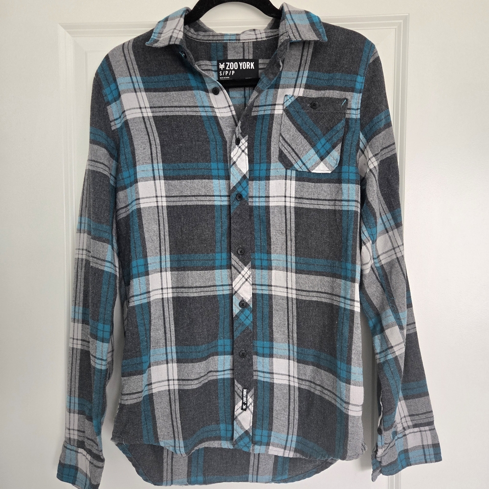 Zoo York Kids Plaid Shirt - Gray and Blue